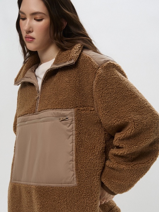H&M Jackets & Blazers - H&M Cozy Women's Brown Sherpa Pullover Jacket